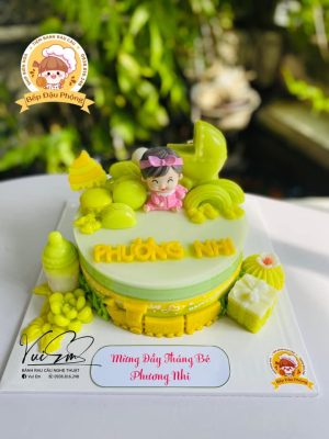 Bánh bé gái tone xanh bơ