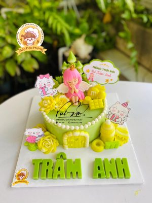 Bánh bé gái tone xanh