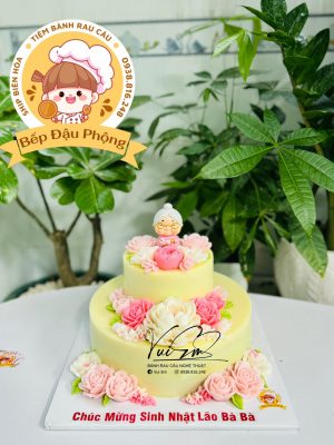 Bánh rau câu 2 tầng tặng bà mừng thọ 26-14cm