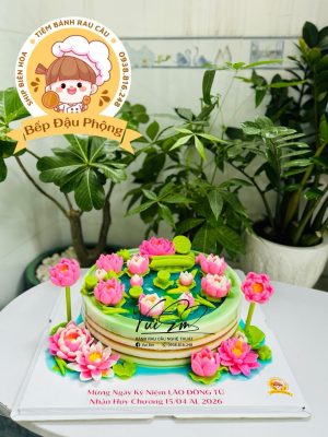 Bánh rau câu hoa sen hồ cá 30cm