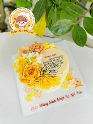 Bánh rau câu kết hoa tone vàng 16cm