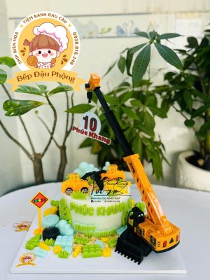 Mẫu bánh rau câu xe cẩu siêu cấp cho bé trai 16cm