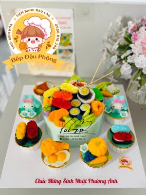Mẫu bánh rau câu sushi cho bé gái 16cm
